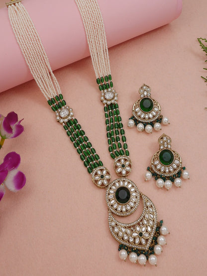 Traditional Nawabi Black Beaded Pearl Statement Necklace Set