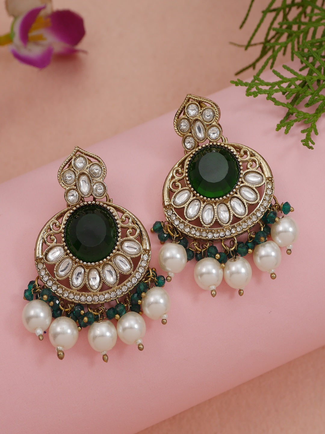 Traditional Nawabi Black Beaded Pearl Statement Necklace Set