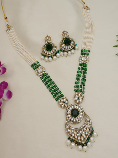Traditional Nawabi Black Beaded Pearl Statement Necklace Set