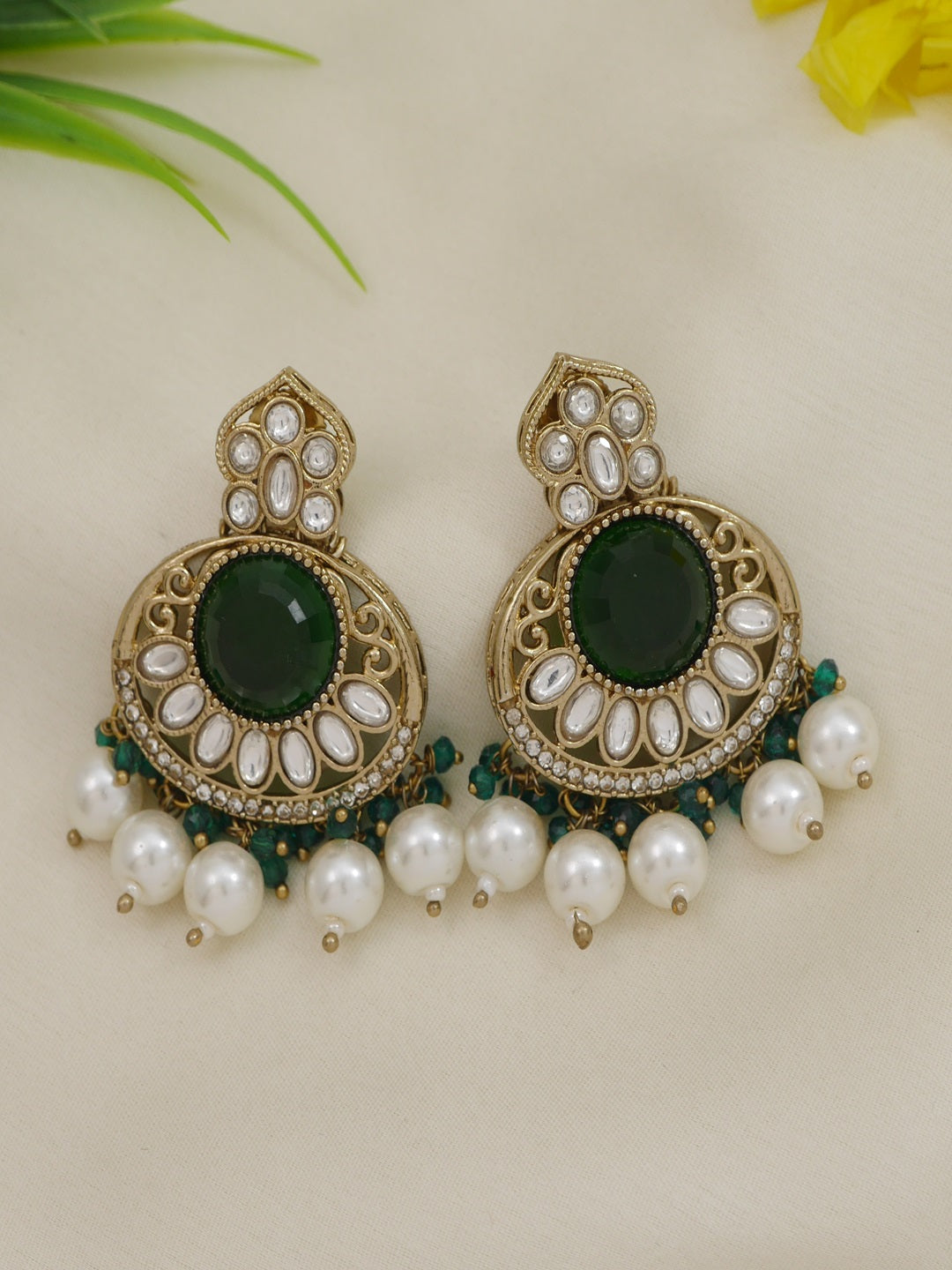 Traditional Nawabi Black Beaded Pearl Statement Necklace Set
