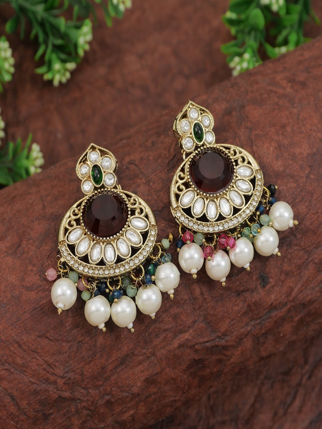 Traditional Nawabi Black Beaded Pearl Statement Necklace Set