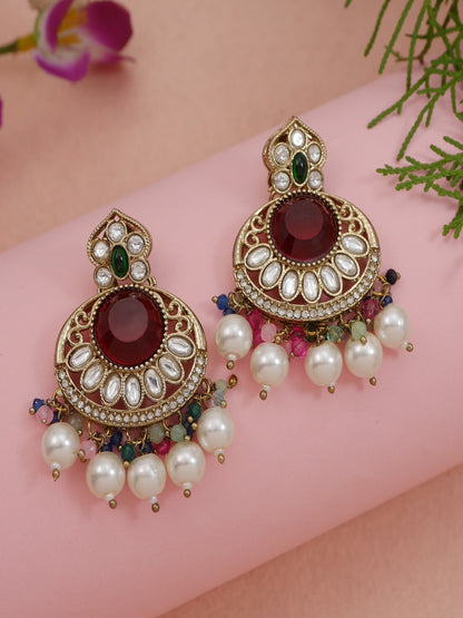 Traditional Nawabi Black Beaded Pearl Statement Necklace Set