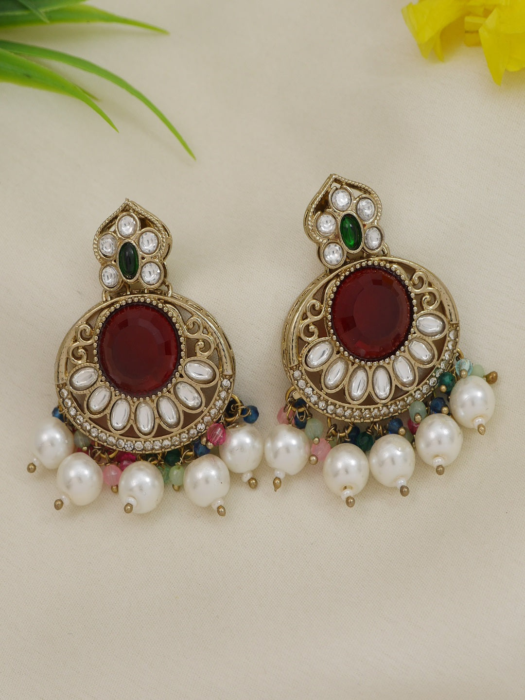 Traditional Nawabi Black Beaded Pearl Statement Necklace Set