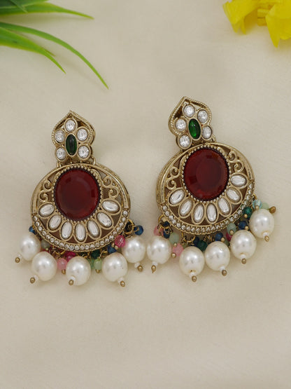 Traditional Nawabi Black Beaded Pearl Statement Necklace Set