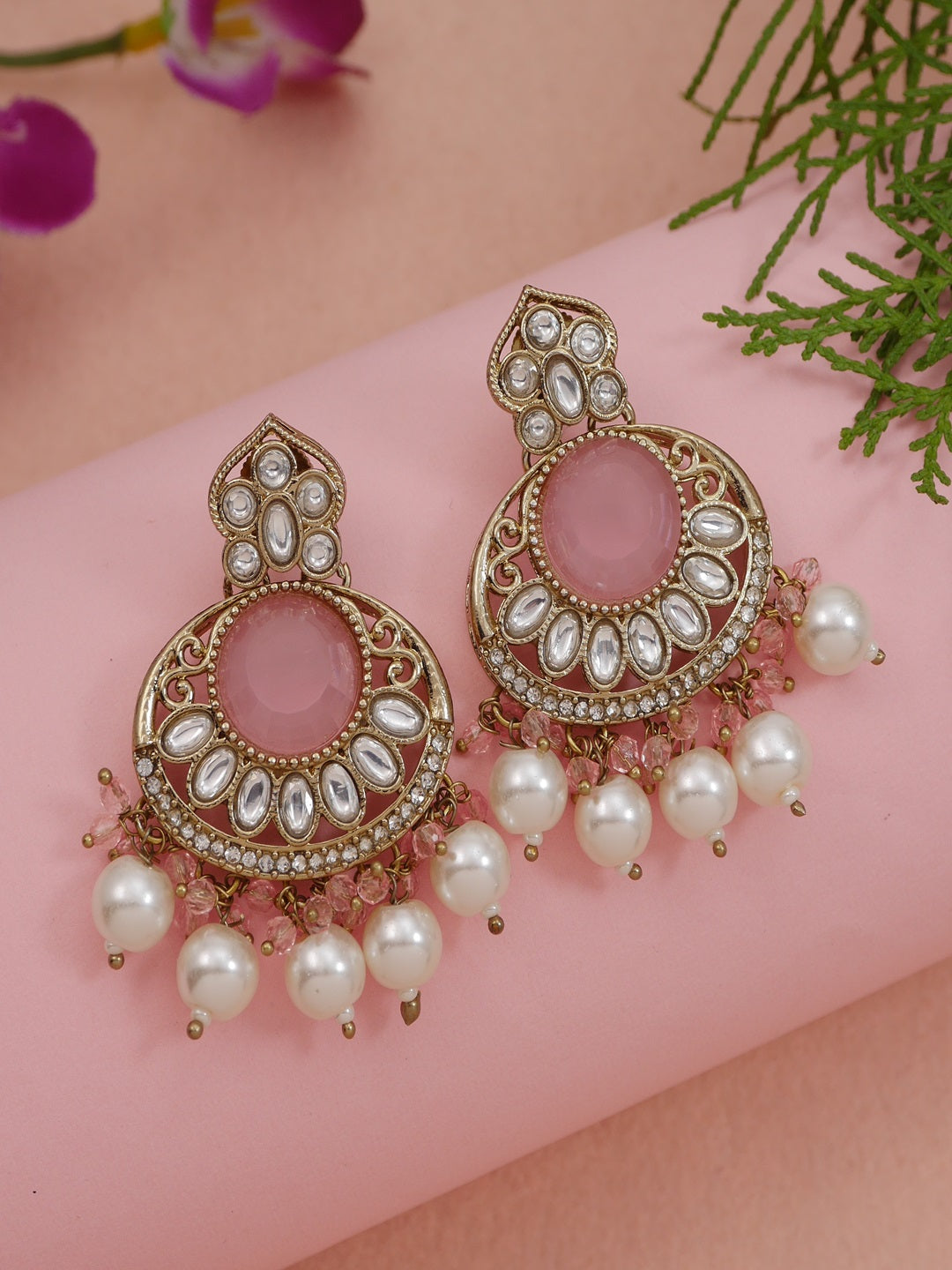 Traditional Nawabi Black Beaded Pearl Statement Necklace Set