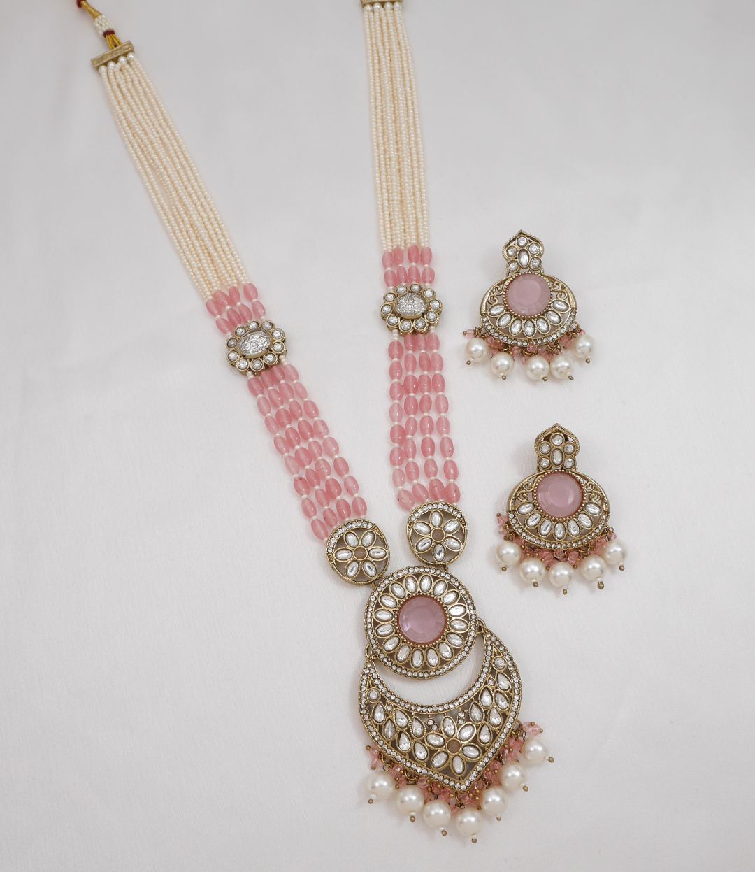 Traditional Nawabi Black Beaded Pearl Statement Necklace Set