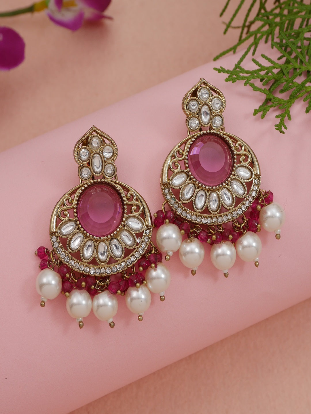 Traditional Nawabi Black Beaded Pearl Statement Necklace Set