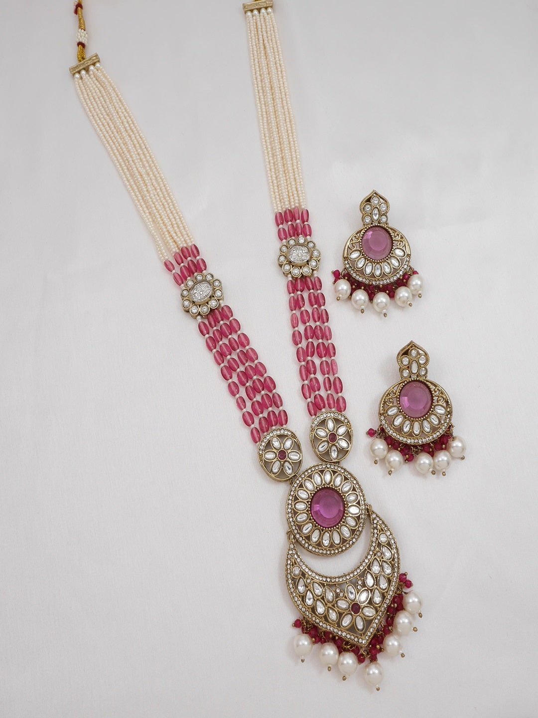 Traditional Nawabi Black Beaded Pearl Statement Necklace Set