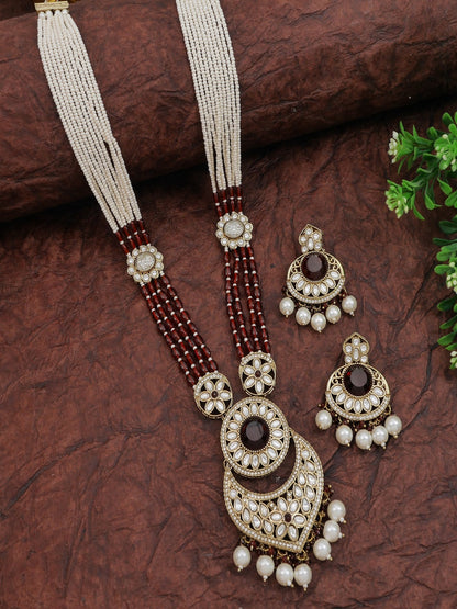 Traditional Nawabi Black Beaded Pearl Statement Necklace Set