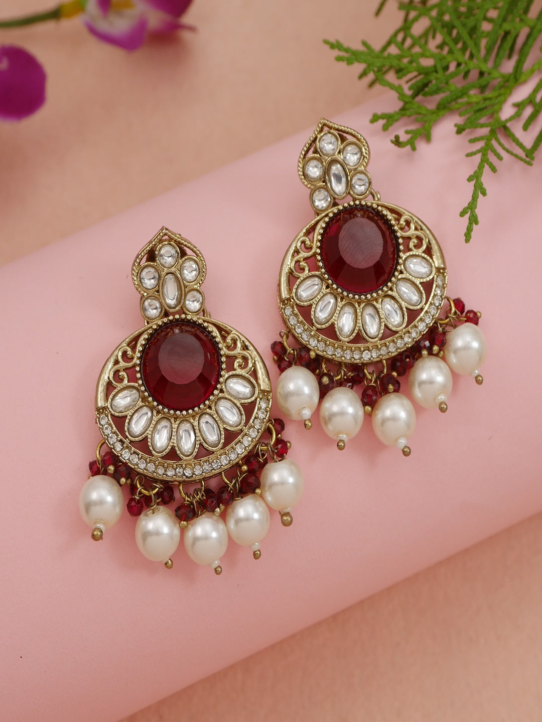 Traditional Nawabi Black Beaded Pearl Statement Necklace Set