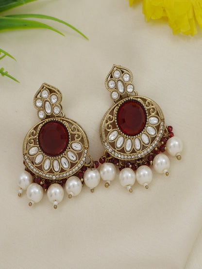 Traditional Nawabi Black Beaded Pearl Statement Necklace Set