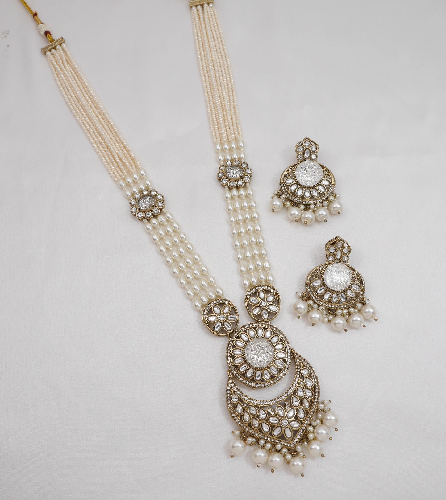 Traditional Nawabi Black Beaded Pearl Statement Necklace Set