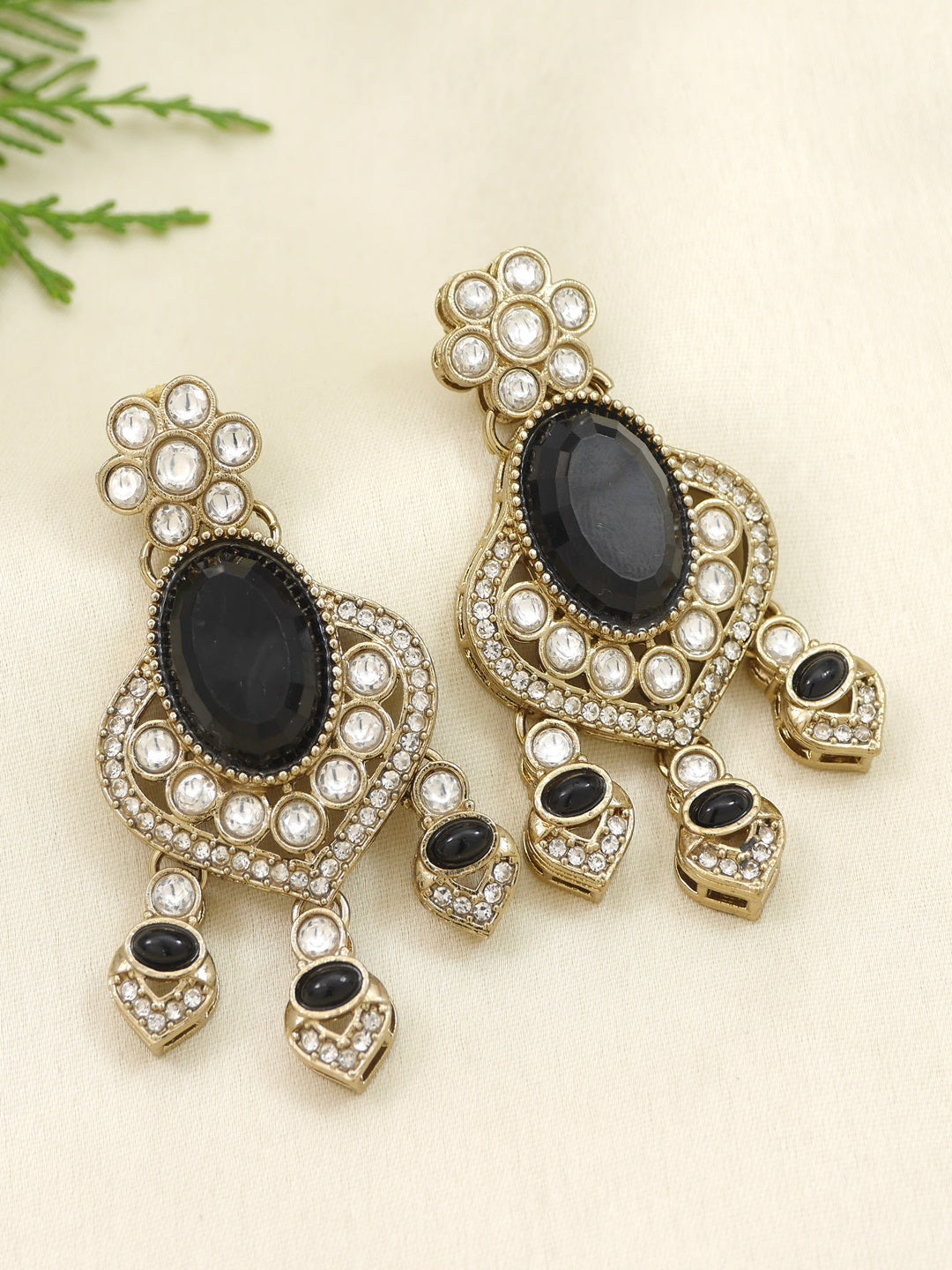Royal Noir Pearl & Black Beaded Statement Necklace Set