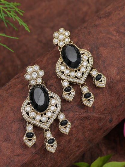 Royal Noir Pearl & Black Beaded Statement Necklace Set