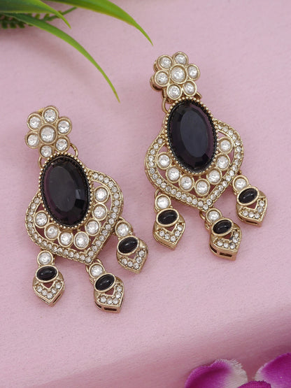 Royal Noir Pearl & Black Beaded Statement Necklace Set