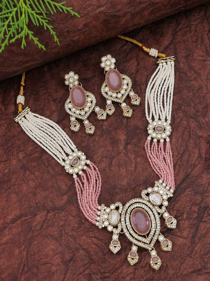 Royal Noir Pearl & Black Beaded Statement Necklace Set