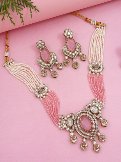 Royal Noir Pearl & Black Beaded Statement Necklace Set