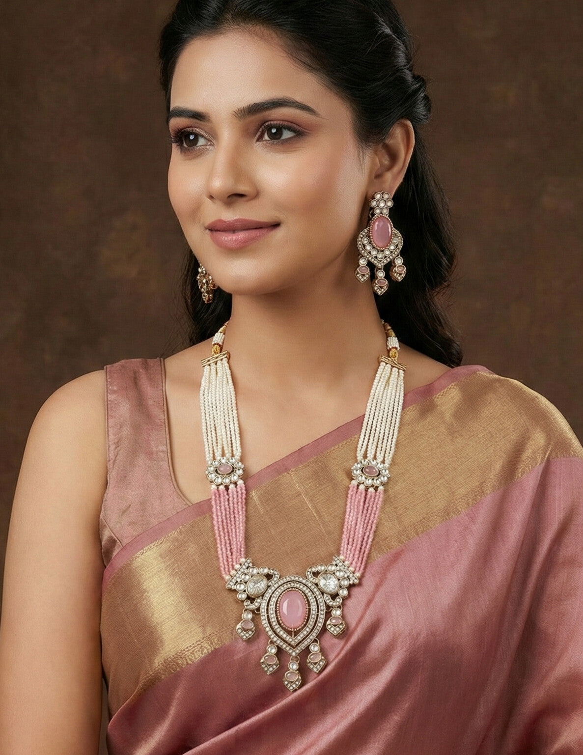Royal Noir Pearl & Black Beaded Statement Necklace Set