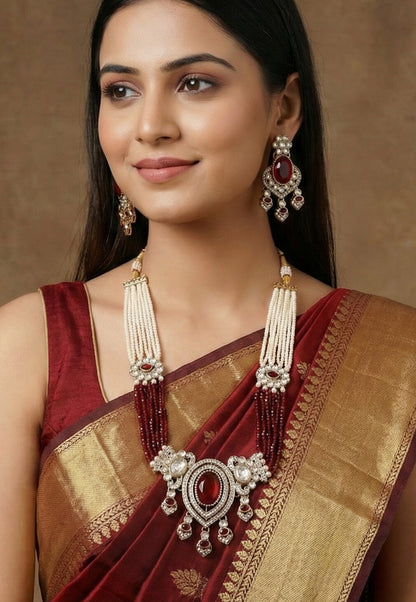 Royal Noir Pearl & Black Beaded Statement Necklace Set