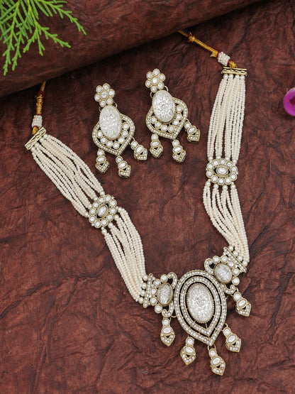 Royal Noir Pearl & Black Beaded Statement Necklace Set