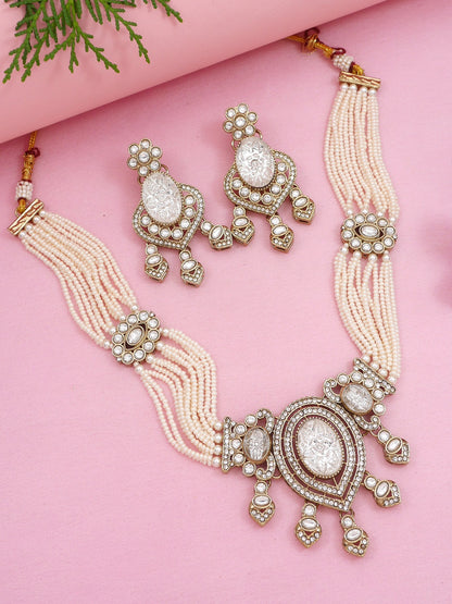 Royal Noir Pearl & Black Beaded Statement Necklace Set