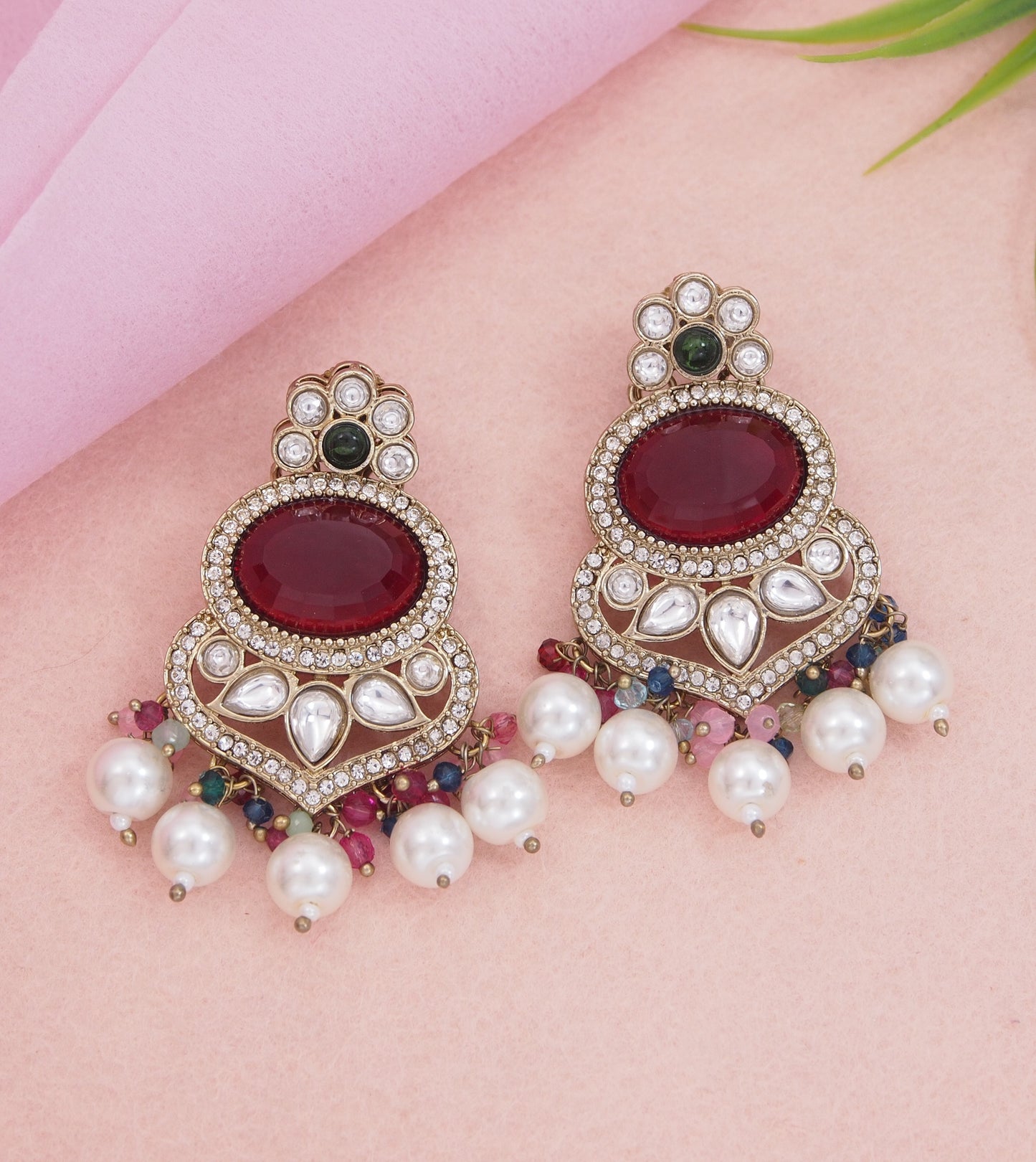 Royal Pearl & Black Beaded Statement Necklace Set