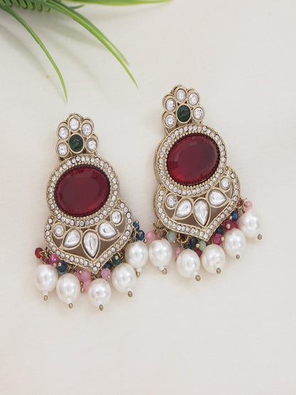 Royal Pearl & Black Beaded Statement Necklace Set