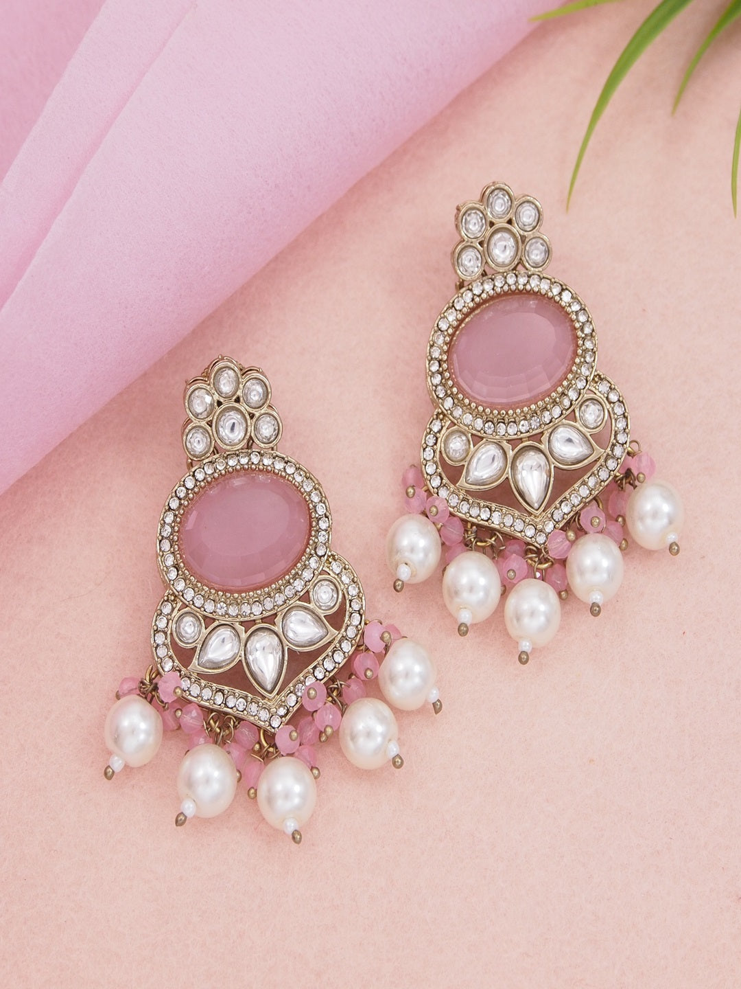 Royal Pearl & Black Beaded Statement Necklace Set