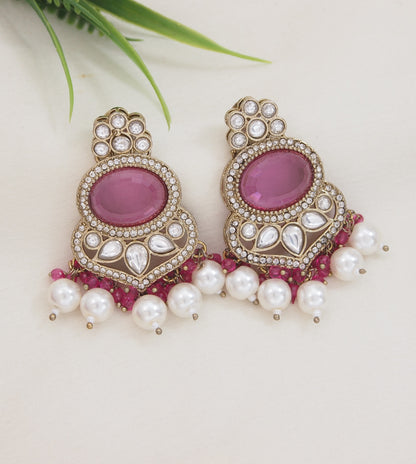 Royal Pearl & Black Beaded Statement Necklace Set