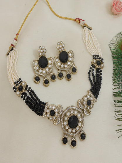 Royal Kundan & Pearl Beaded Necklace Set with Matching Earrings