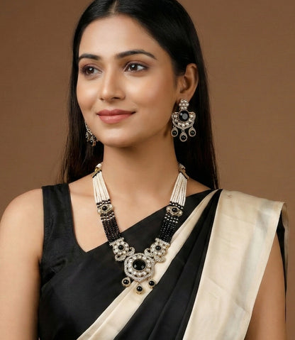 Royal Kundan & Pearl Beaded Necklace Set with Matching Earrings