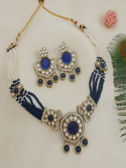 Royal Kundan & Pearl Beaded Necklace Set with Matching Earrings