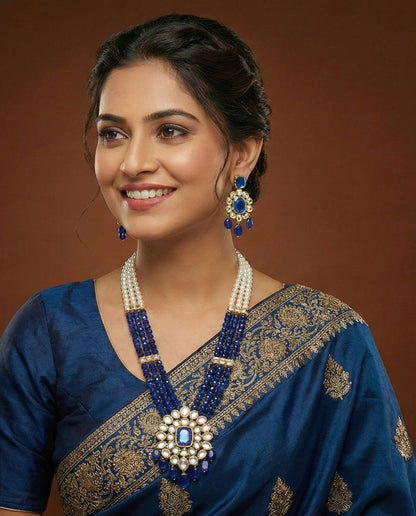 Royal Kundan & Pearl Beaded Necklace Set with Matching Earrings