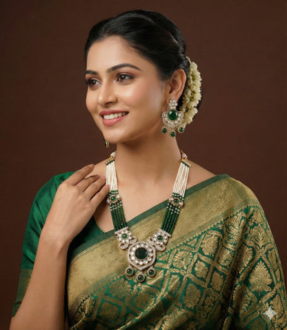 Royal Kundan & Pearl Beaded Necklace Set with Matching Earrings