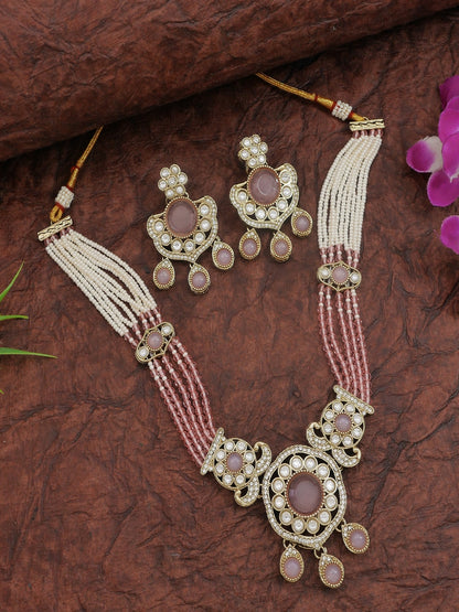 Royal Kundan & Pearl Beaded Necklace Set with Matching Earrings