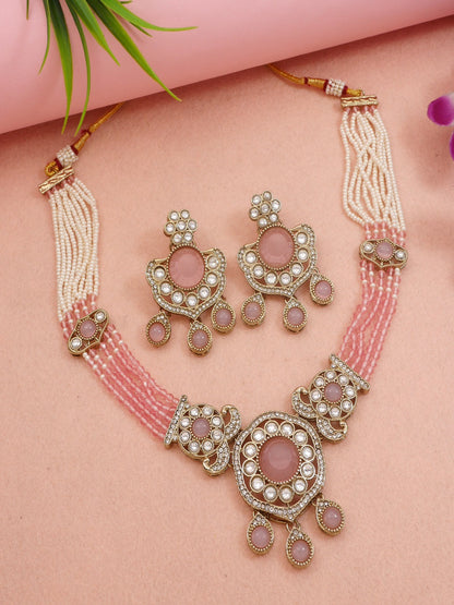 Royal Kundan & Pearl Beaded Necklace Set with Matching Earrings