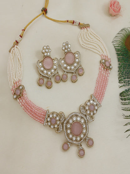 Royal Kundan & Pearl Beaded Necklace Set with Matching Earrings