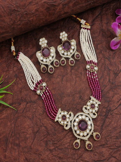 Royal Kundan & Pearl Beaded Necklace Set with Matching Earrings