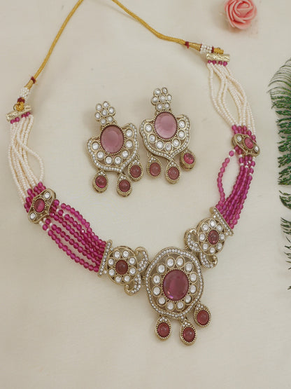 Royal Kundan & Pearl Beaded Necklace Set with Matching Earrings