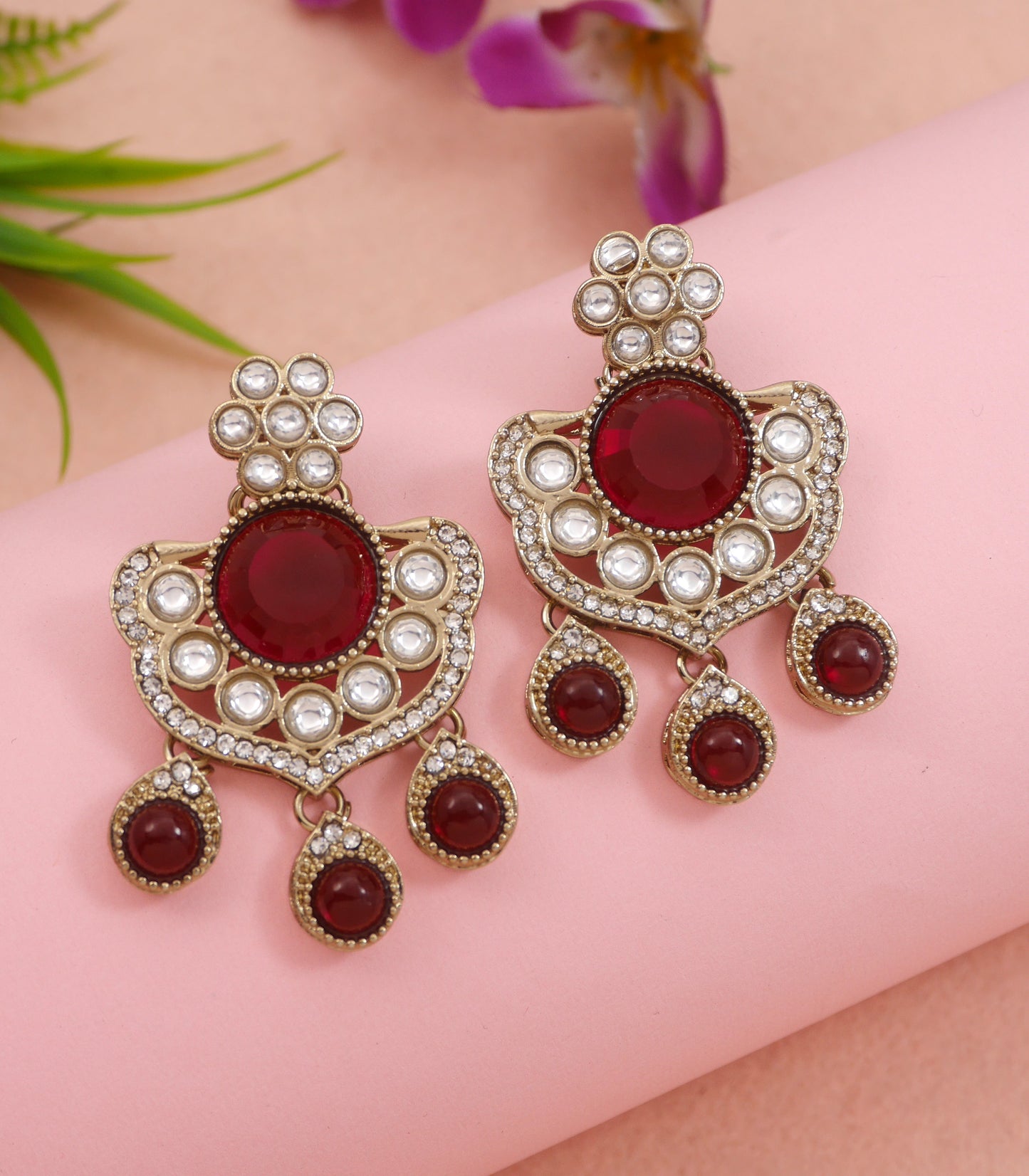 Royal Kundan & Pearl Beaded Necklace Set with Matching Earrings