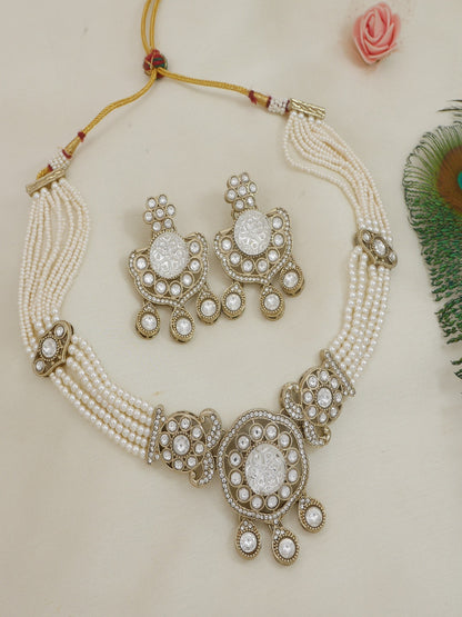 Royal Kundan & Pearl Beaded Necklace Set with Matching Earrings