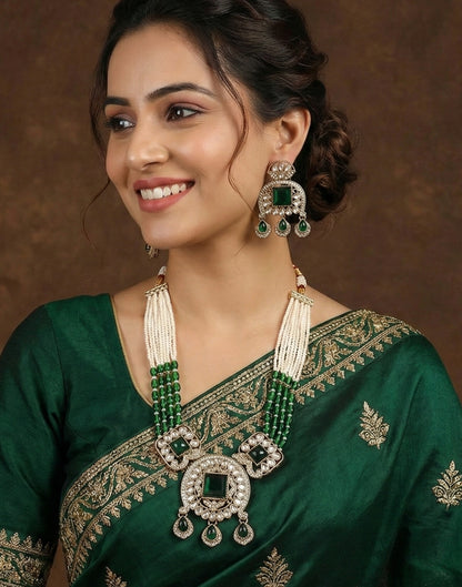 Traditional Kundan Necklace Set with Pearl & Bead Detailing
