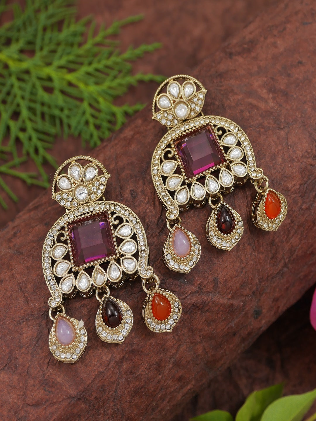 Traditional Kundan Necklace Set with Pearl & Bead Detailing