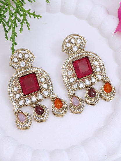 Traditional Kundan Necklace Set with Pearl & Bead Detailing