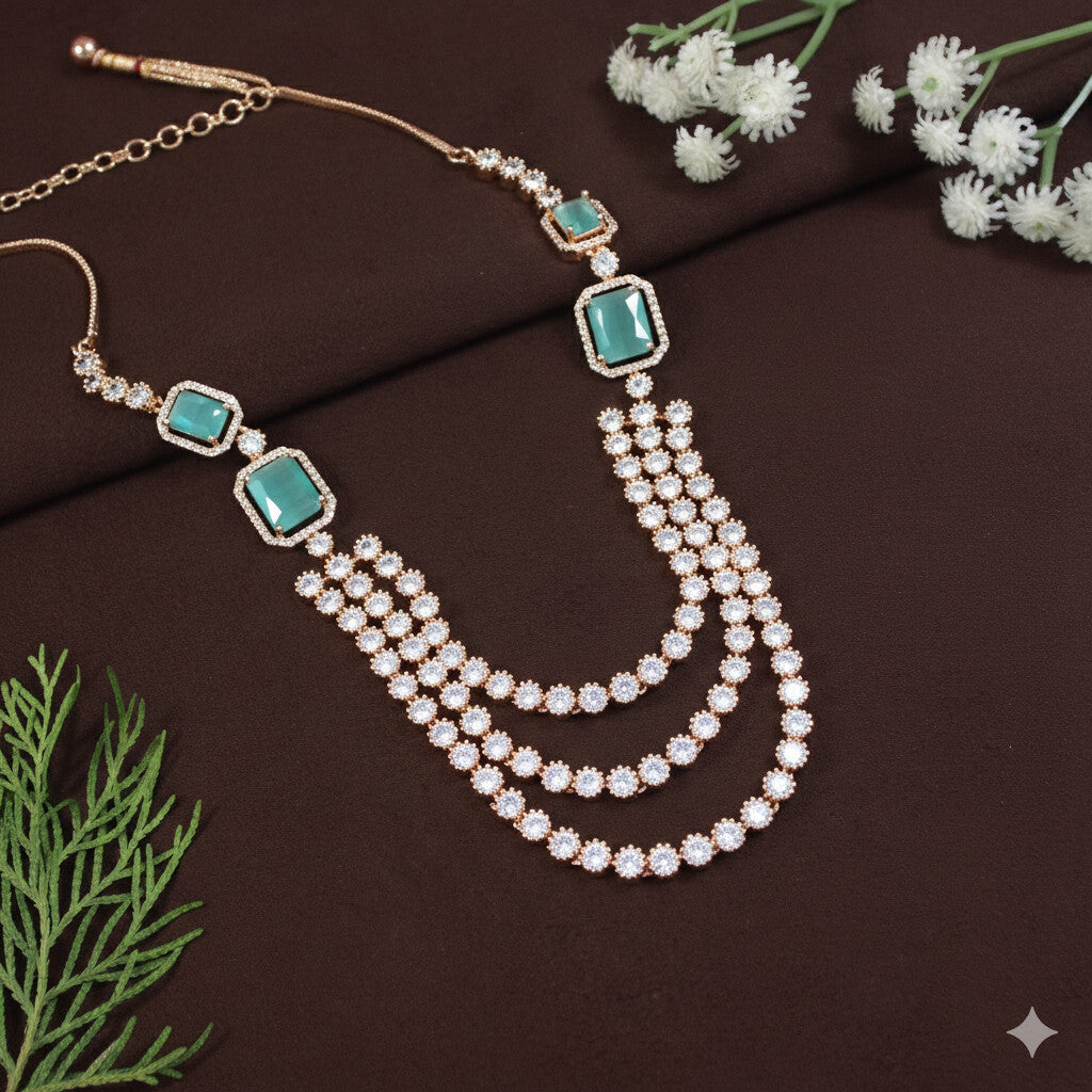 Three Layer Zircon Necklace Set