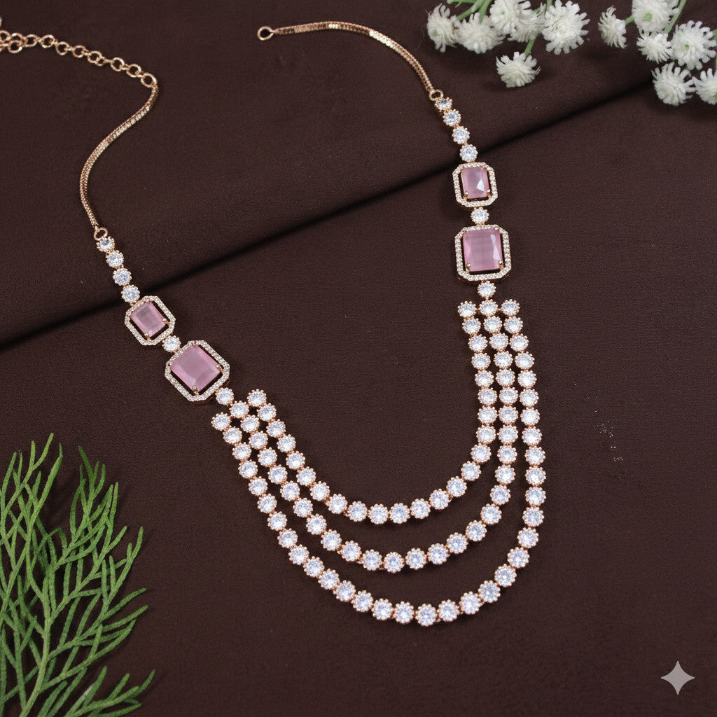 Three Layer Zircon Necklace Set