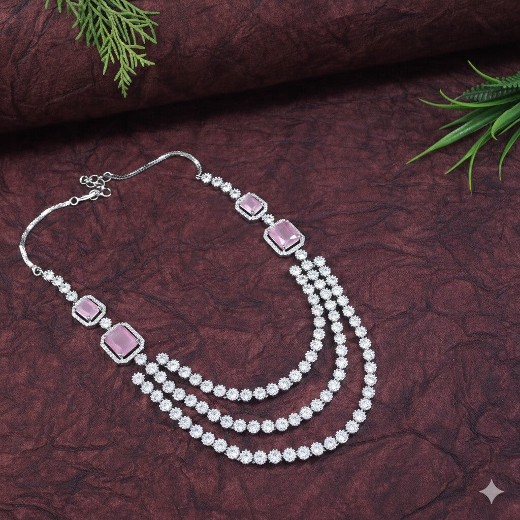 Three Layer Zircon Necklace Set