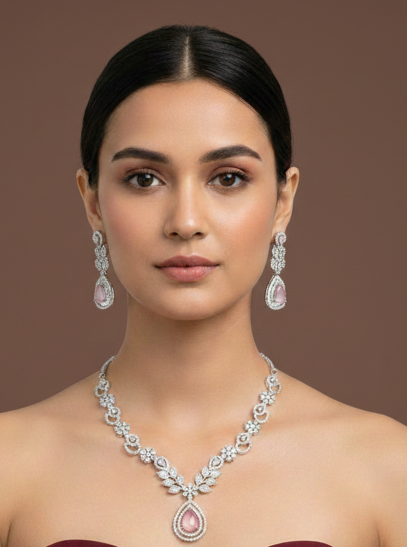 Colour Stone Zircon Necklace Set