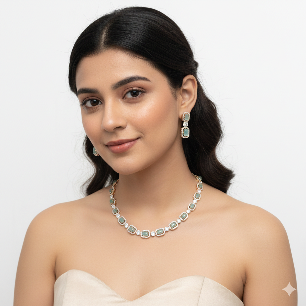 Zircon Chokar Necklace Set
