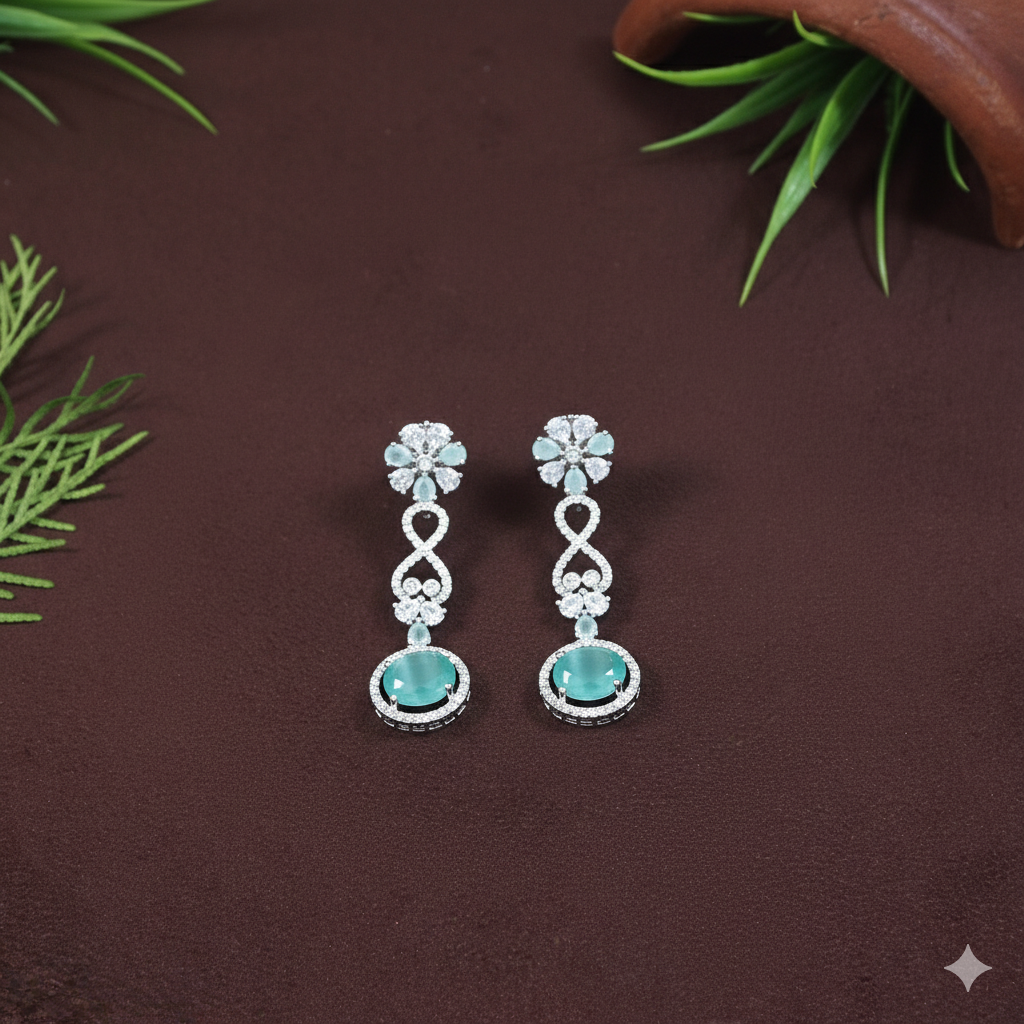 Zircon Silver Chokar Necklace Set